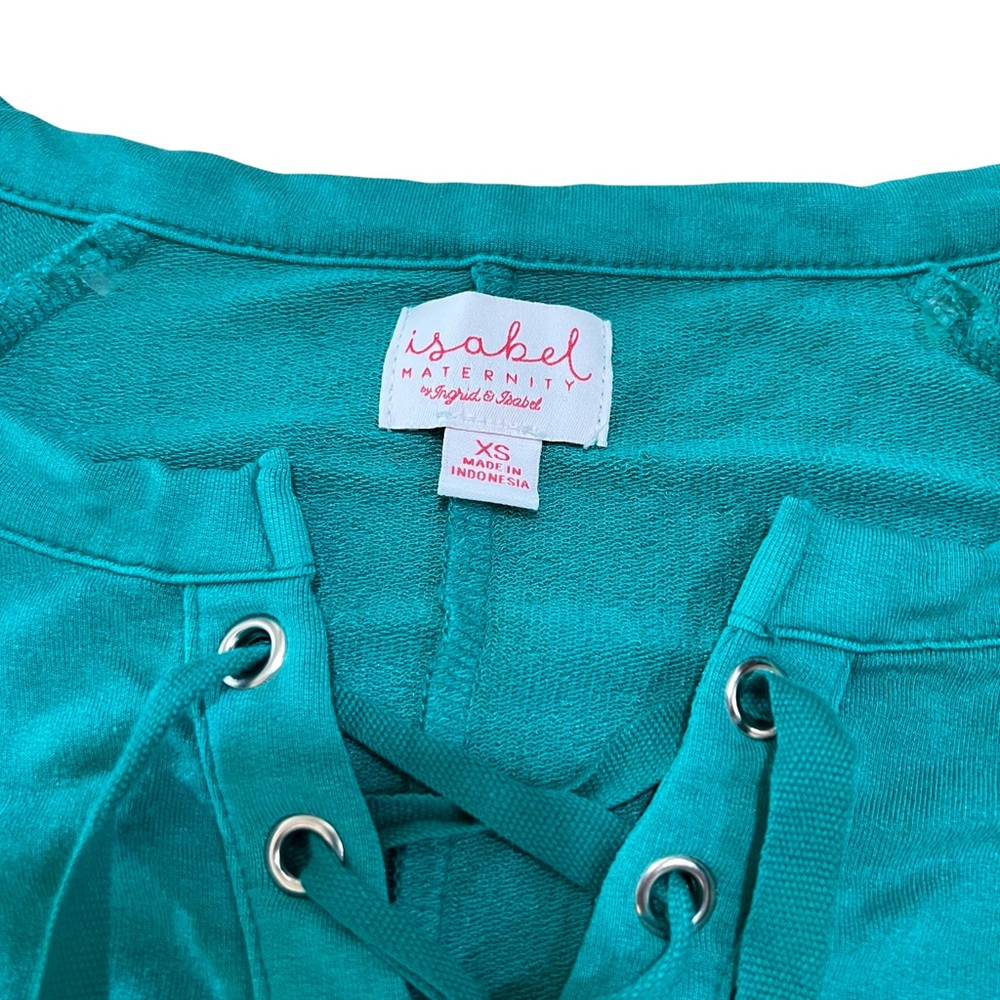 INGRID & ISABEL Maternity 3/4 Sleeve Lace-Up Sweatshirt - Picture 4 of 10